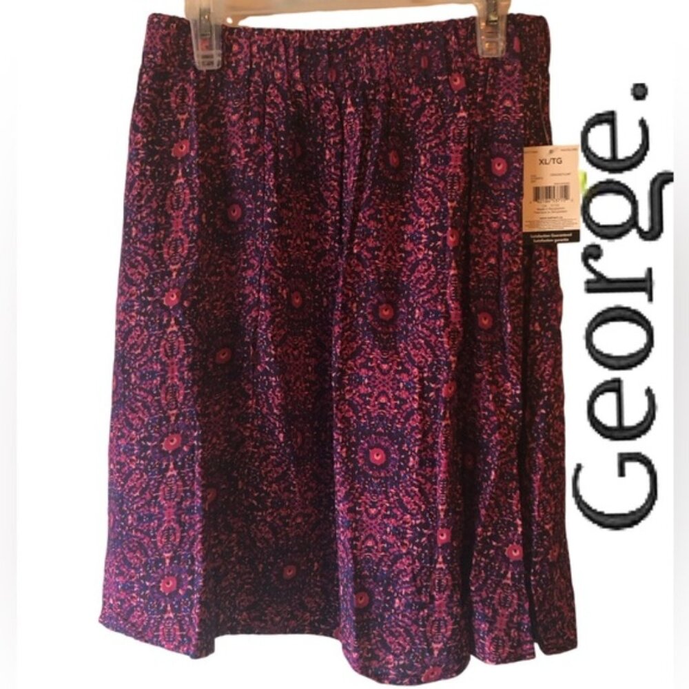 George Elastic Waisted Thigh‎ Length Skirt in Rayon Size XL